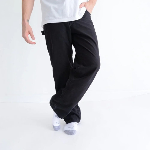 Tough Duck Black Carpenter Style Fleece Lined Pants - Picture 1 of 13